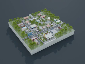 3d small city town tileable scene 3D Model