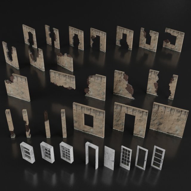building set apocalypse war old ruin survival Modelo 3D .c4d .max .obj .3ds .fbx .stl .blend 