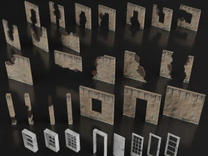 zestaw do budowania apokalipsa wojna stare ruiny przetrwanie Model 3D