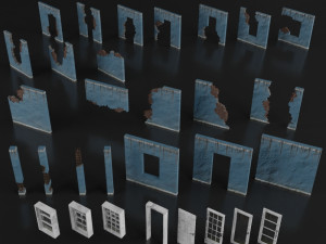 building set apocalypse war old ruin survival Modelo 3D