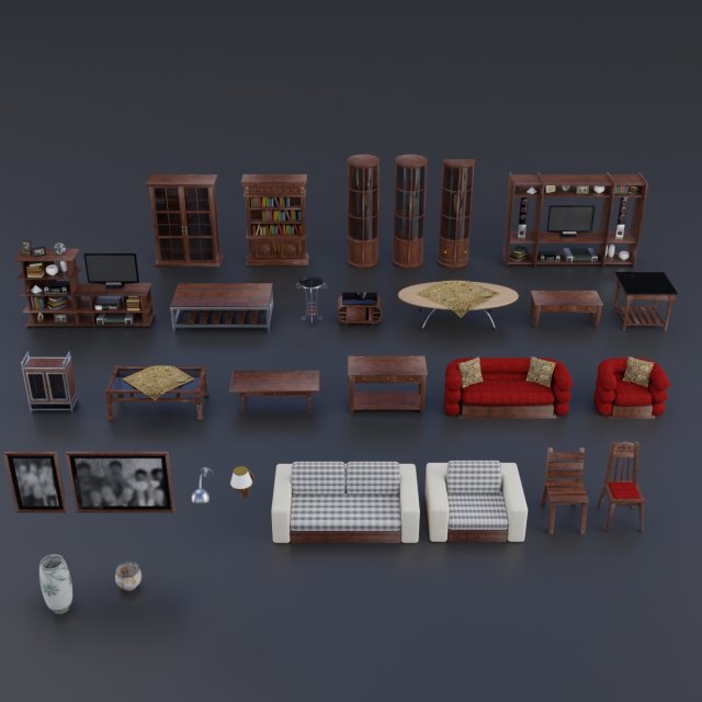 interior props pack pbr furniture set 3D 모델 .c4d .max .obj .3ds .fbx .stl .blend 