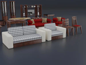 interior props pack pbr furniture set 3D Model
