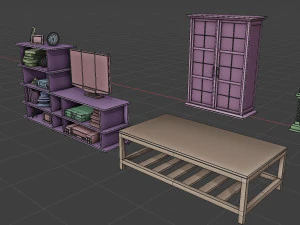 interior props pack pbr furniture set 3D Model