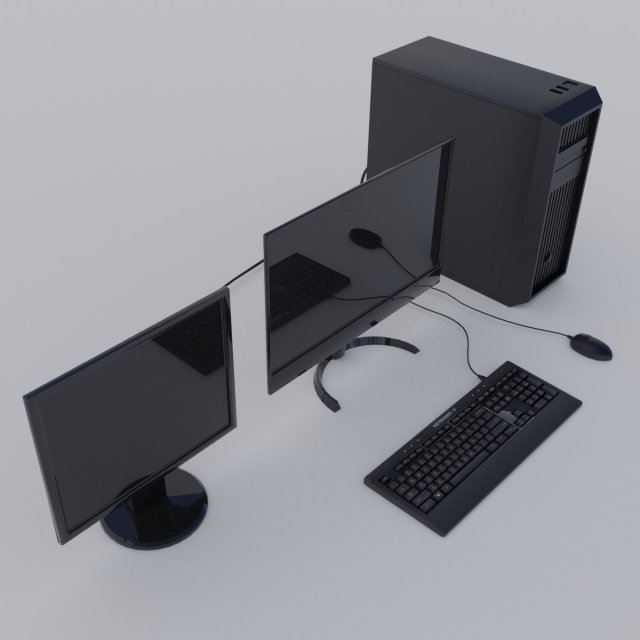 modern personal computer desktop realistic 3D 模型 .c4d .max .obj .3ds .fbx .stl .blend 
