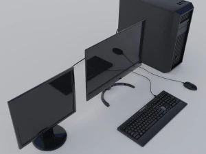 desktop komputer pribadi modern yang realistis Model 3D