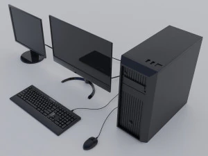 modern personal computer desktop realistic 3D Model