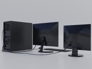 modern personal computer desktop realistic 3D 模型