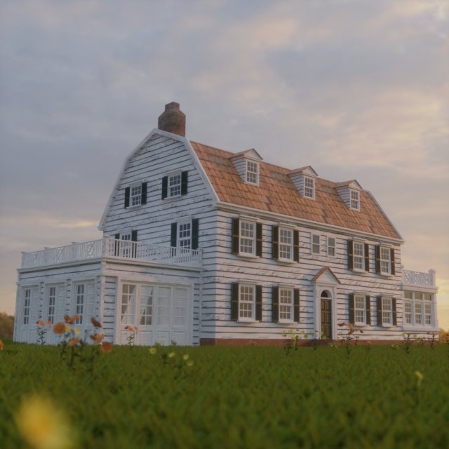 horror amityville house pbr realistic game ready 3Dモデル .c4d .max .obj .3ds .fbx .stl .blend 