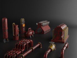 factory element machine component set 3D Model