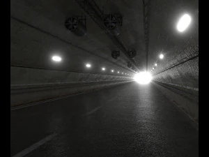 公路隧道可铺瓷砖，设有入口和出口 3D 模型