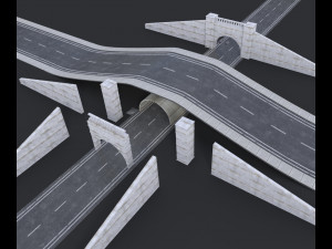 road tunnel tileable with entrance and exit 3D Model