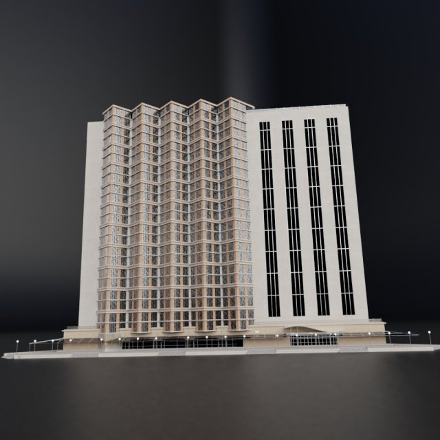 modern building resort hotel city skyline Modelo 3D .c4d .max .obj .3ds .fbx .stl .blend 