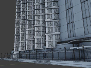modern building resort hotel city skyline 3D Model