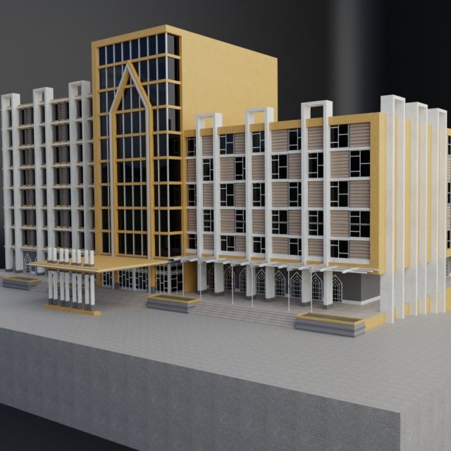 modern mall building commercial residential hotel Modelo 3D .c4d .max .obj .3ds .fbx .stl .blend 
