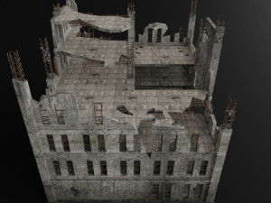 destroyed building apocalypse survival pbr 3D Model