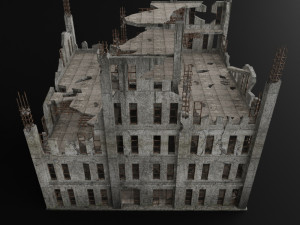 destroyed building apocalypse survival pbr 3D Model