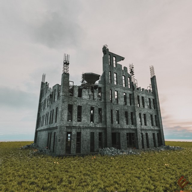 destroyed building apocalypse survival pbr 3D Model .c4d .max .obj .3ds .fbx .stl .blend 