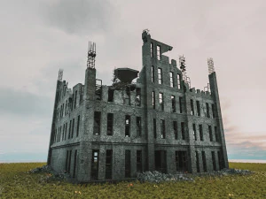 destroyed building apocalypse survival pbr 3D Model