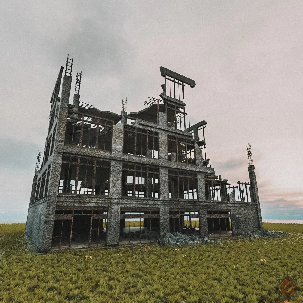 destroyed building abandoned post apocalypse 3D Model .c4d .max .obj .3ds .fbx .stl .blend 