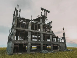 destroyed building abandoned post apocalypse 3D Model