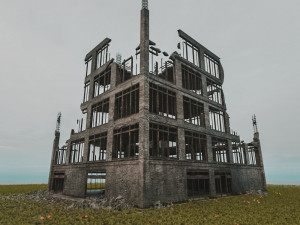 destroyed building abandoned post apocalypse Modello 3D