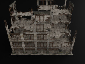 destroyed building abandoned post apocalypse Modello 3D