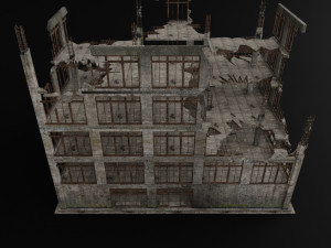 destroyed building abandoned post apocalypse Modello 3D