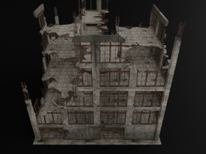 destroyed building abandoned post apocalypse Modello 3D