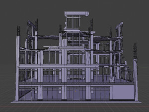 destroyed building abandoned post apocalypse Modello 3D