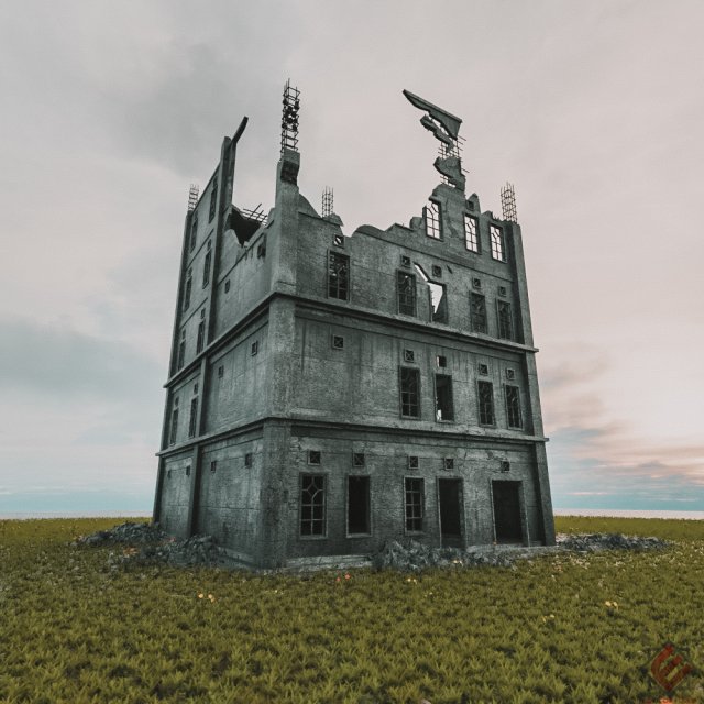 destroyed building war zombie survival horror 3D Модель .c4d .max .obj .3ds .fbx .stl .blend 