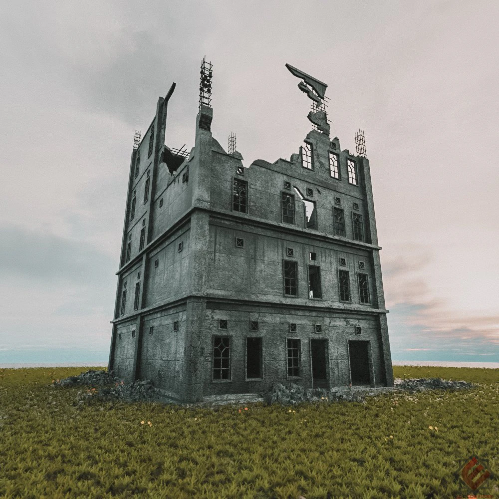 destru&iacute;do edif&iacute;cio guerra zumbi sobreviv&ecirc;ncia horror Modelo 3D .c4d .max .obj .3ds .fbx .stl .blend 