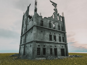 destroyed building war zombie survival horror 3D Model