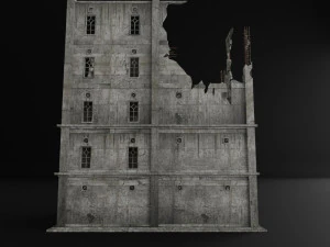 destru&iacute;do edif&iacute;cio guerra zumbi sobreviv&ecirc;ncia horror Modelo 3D