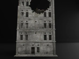 destru&iacute;do edif&iacute;cio guerra zumbi sobreviv&ecirc;ncia horror Modelo 3D