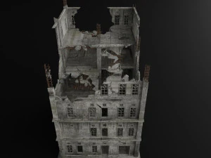 destru&iacute;do edif&iacute;cio guerra zumbi sobreviv&ecirc;ncia horror Modelo 3D