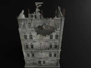 destru&iacute;do edif&iacute;cio guerra zumbi sobreviv&ecirc;ncia horror Modelo 3D