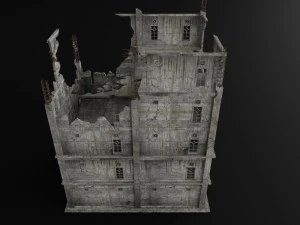 destru&iacute;do edif&iacute;cio guerra zumbi sobreviv&ecirc;ncia horror Modelo 3D
