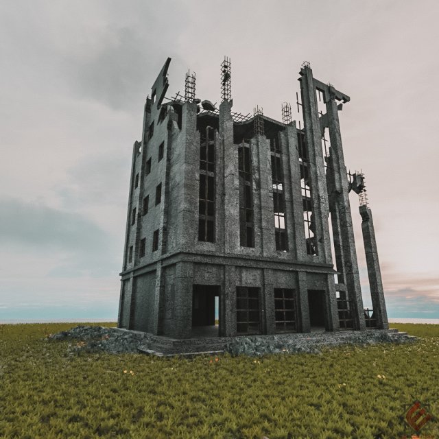 building destroyed apocalypse war old ruin survival 3D 模型 .c4d .max .obj .3ds .fbx .stl .blend 