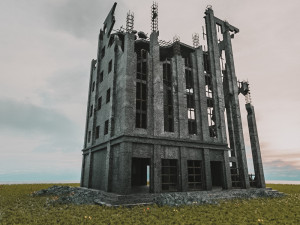 building destroyed apocalypse war old ruin survival 3D Model
