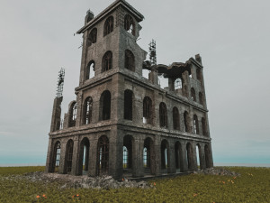 destroyed building old post apocalypse pbr realistic abandoned Modèle 3D