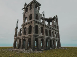destroyed building old post apocalypse pbr realistic abandoned 3D Model