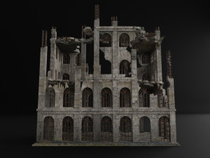 destroyed building old post apocalypse pbr realistic abandoned Modèle 3D