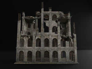 destroyed building old post apocalypse pbr realistic abandoned 3D Model