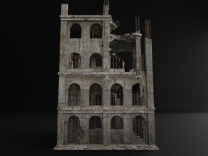 destroyed building old post apocalypse pbr realistic abandoned Modèle 3D