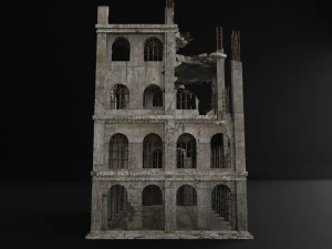 destroyed building old post apocalypse pbr realistic abandoned 3D Model