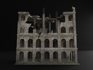 destroyed building old post apocalypse pbr realistic abandoned Modèle 3D