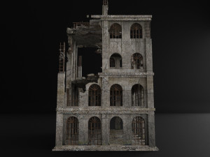 destroyed building old post apocalypse pbr realistic abandoned Modèle 3D