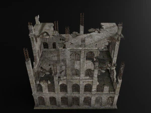 destroyed building old post apocalypse pbr realistic abandoned 3D Model