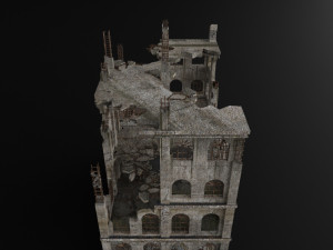 destroyed building old post apocalypse pbr realistic abandoned Modèle 3D