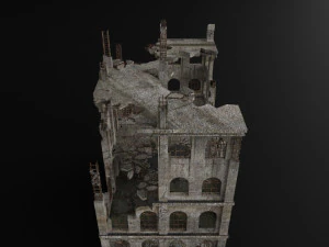destroyed building old post apocalypse pbr realistic abandoned 3D Model